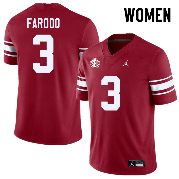 Women #3 Jalil Farooq Oklahoma Sooners 2024 SEC Conference College Football Jerseys-Throwback Women #3 Jalil Farooq Oklahoma Sooners 2024 SEC Conference College Football Jerseys-Throwback